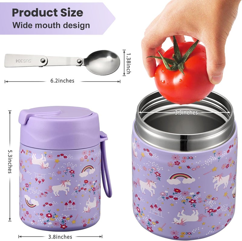 Howeemo 17oz Soup Thermo for Hot Food Kids,Insulated Food Jar with Spoon,Thermo Hot Food Lunch Container,Wide Mouth Leakproof Stainless Steel Lunch Box for School-Horse - Image 5